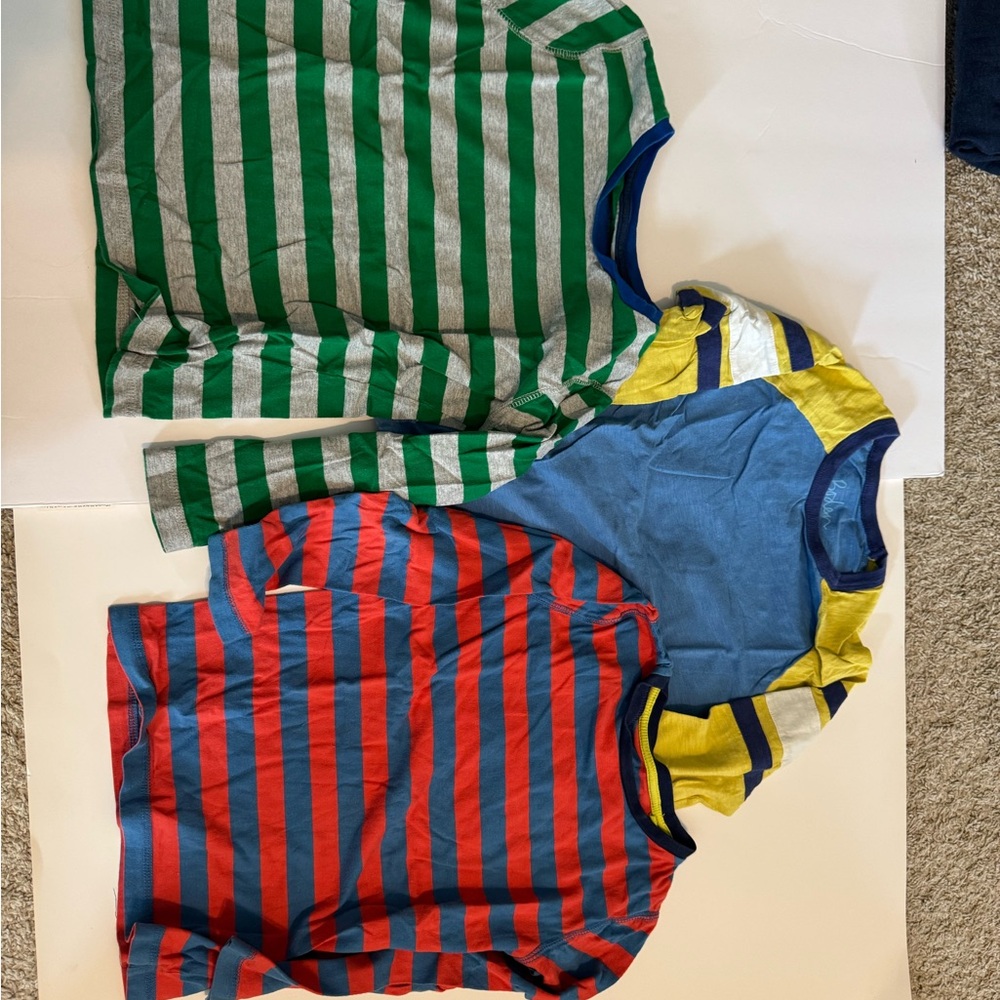 Mini Boden Green, Red, and Blue Striped Long Sleeve Tees